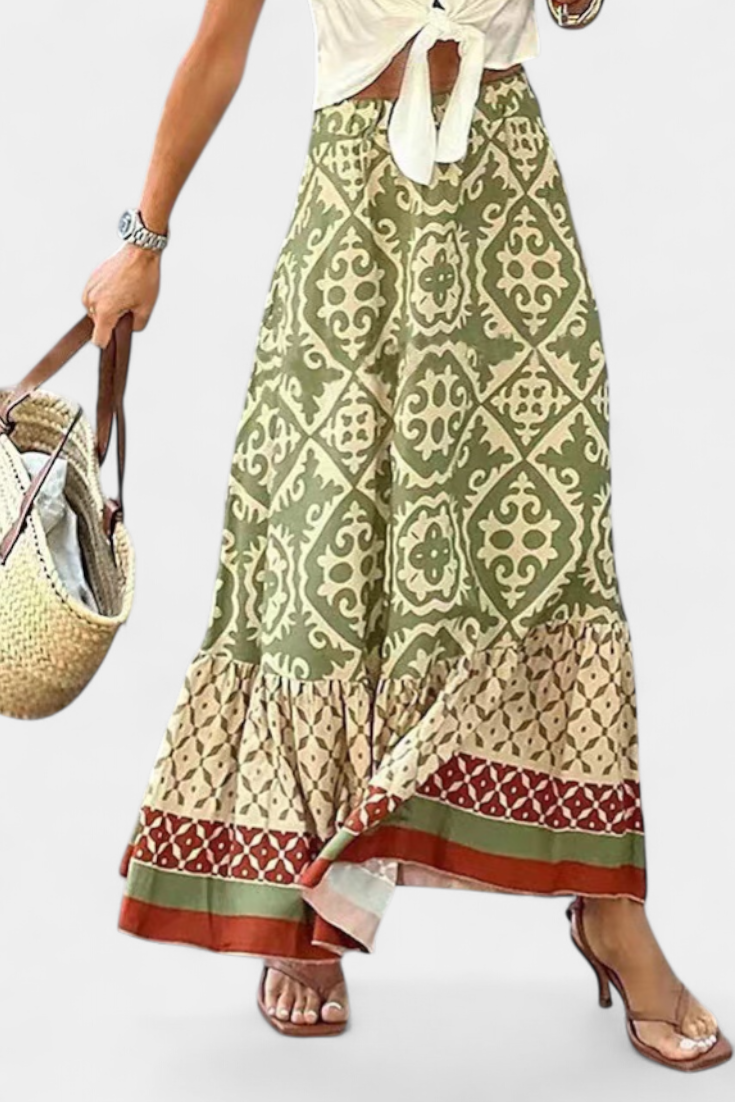 Ethel Maxi Skirt Printed with Ruffle