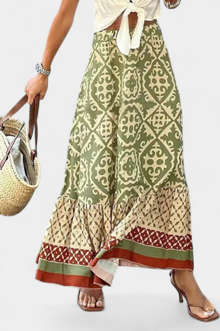 Ethel Maxi Skirt Printed with Ruffle