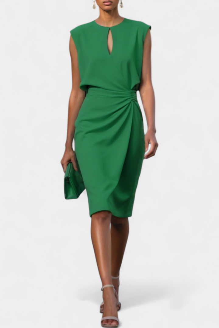 Mona Vestido Midi de Manga Larga con Cuello Redondo