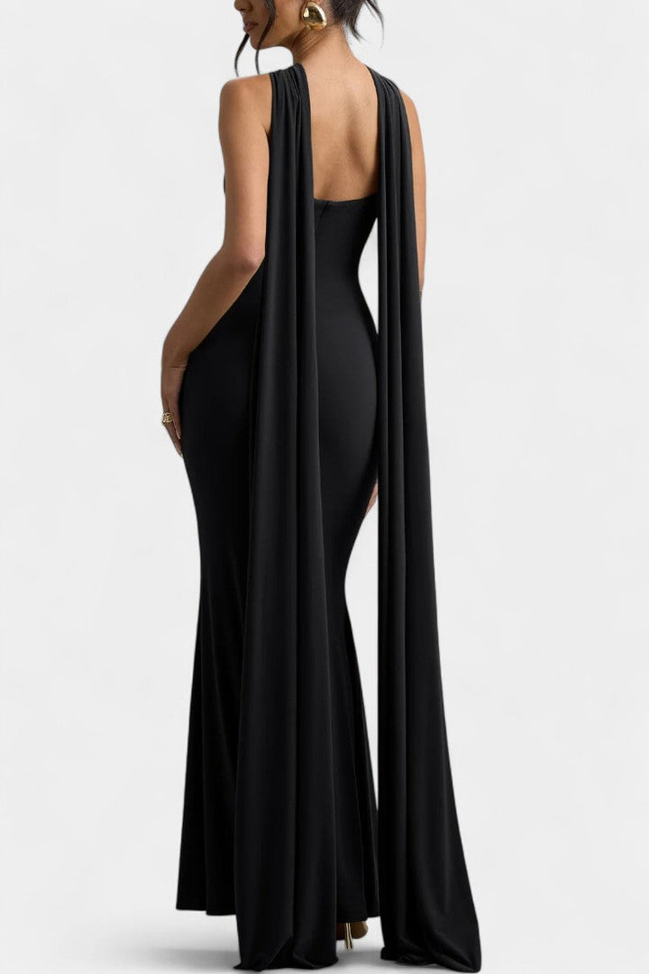 Faffienia Vestido Maxi con Escote Halter y Corte en Forma de Llave