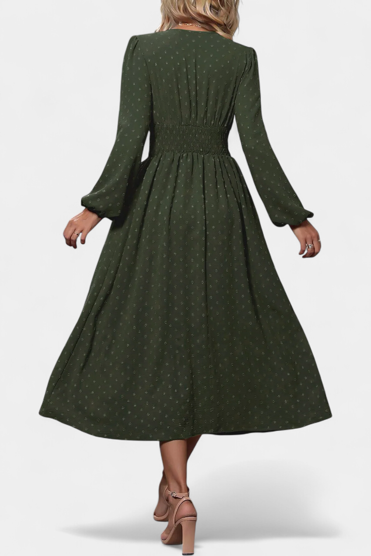 Faela Vestido Midi de Oficina con Lunares Suizos