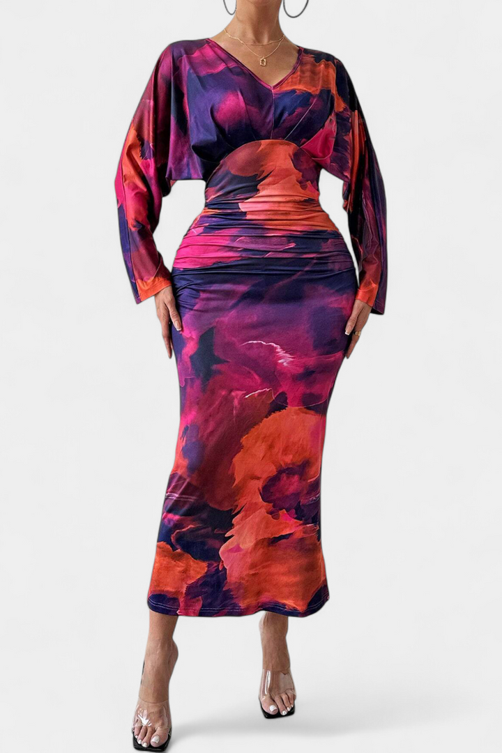 Eulalie Vestido con Mangas Murciélago y Cuello en V