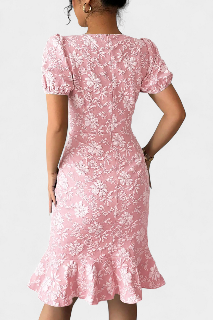 Champel Vestido Midi Bodycon con Mangas Abullonadas