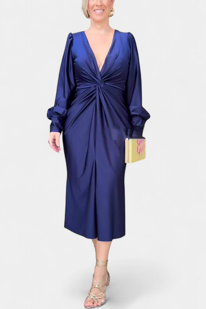 Alouette Vestido Largo de Manga Larga con Cuello en V