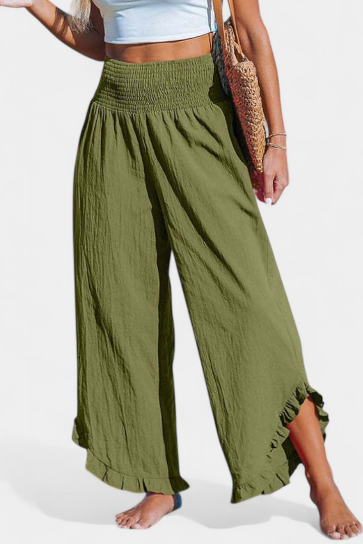 Justina Pantalón Palazzo con Volantes y Talle Alto