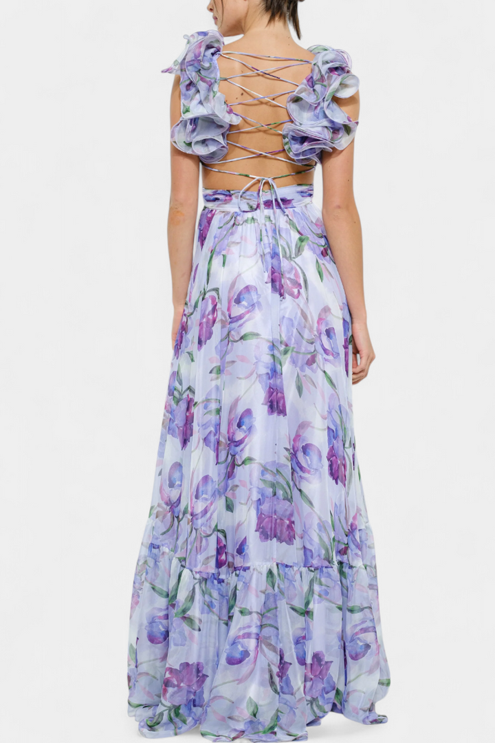 Shazia Vestido Largo Estampado Sin Espalda