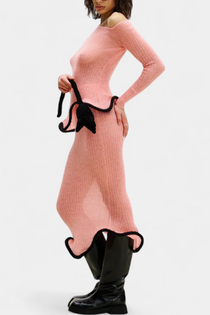 Stormi Conjunto de Falda de Punto con Bordes Volantes