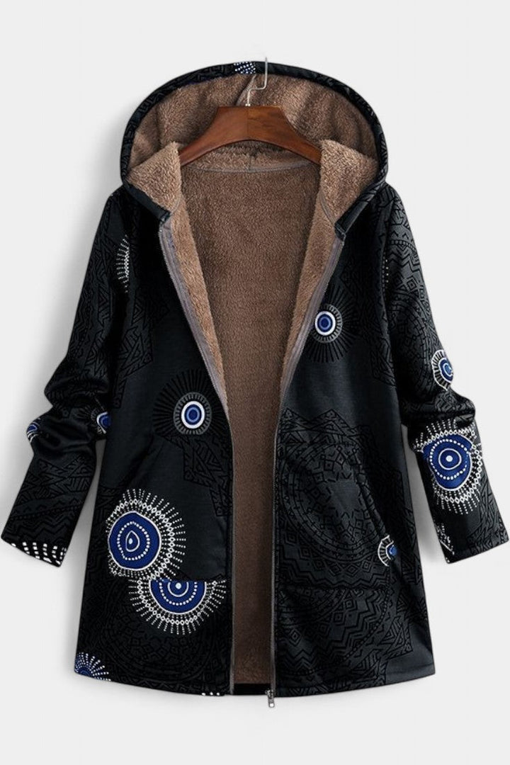 Abrigo Floral de Invierno April con Capucha