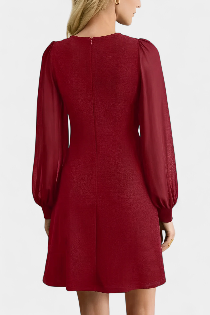 Jacequeline Vestido A-Line con Botones y Cuello Redondo