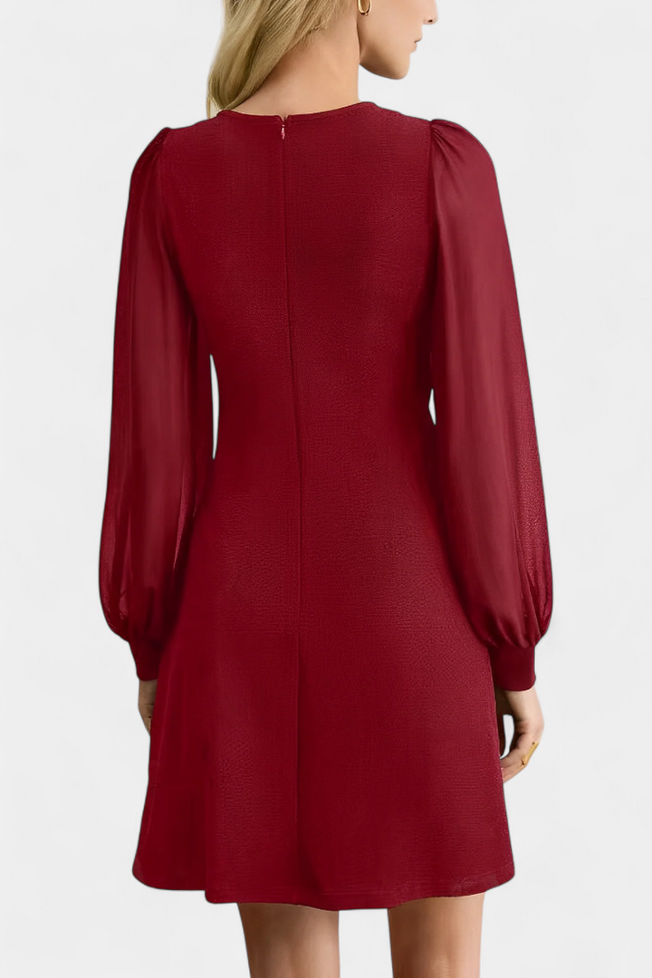 Jacequeline Vestido A-Line con Botones y Cuello Redondo