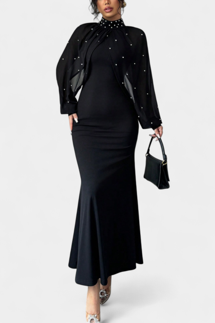 Atenea Vestido Halter de Malla con Mostacillas