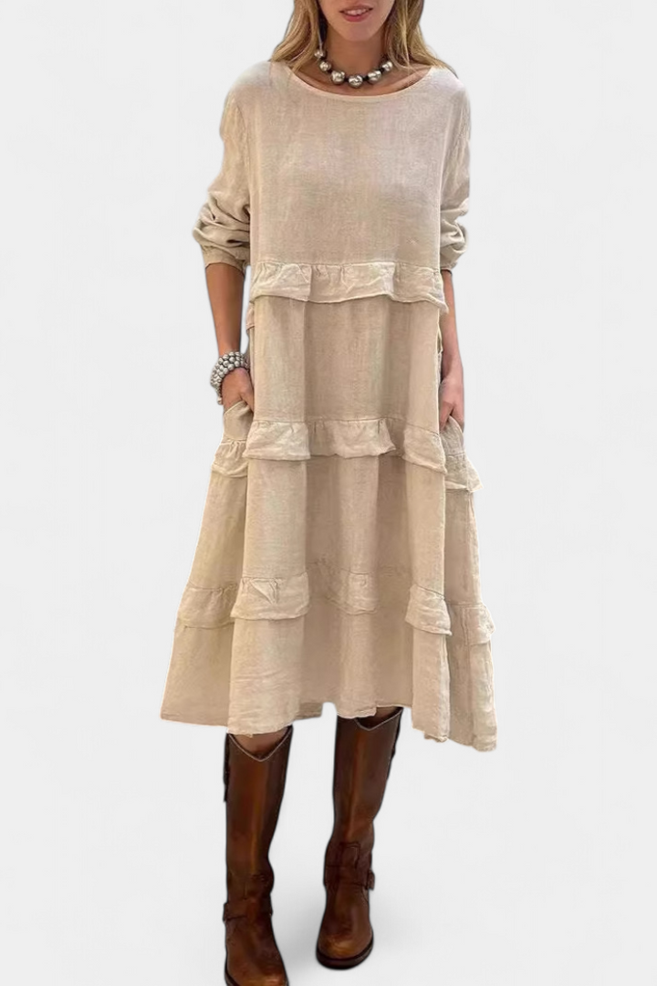 Jada Vestido Sudadera con Volantes y Silueta Casual-Chic