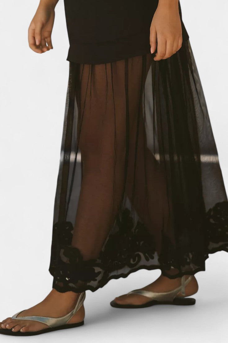 Ersilien Vestido Sheer con Superposición Semitransparente y Forro Ceñido