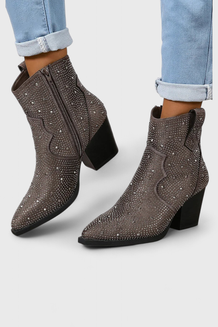 Berenice Elegant Boots with Patchwork and Side Zipper