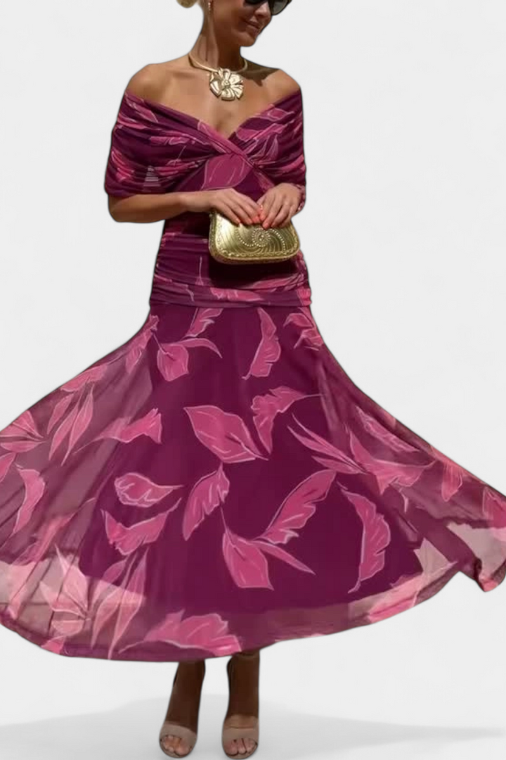 Alondra Vestido Largo con Estampado Floral Fantasía y Escote en V