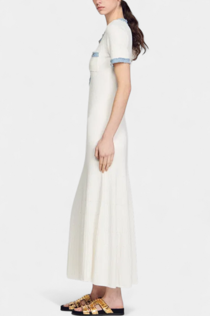 Alexia Vestido Midi de Punto con Ribete