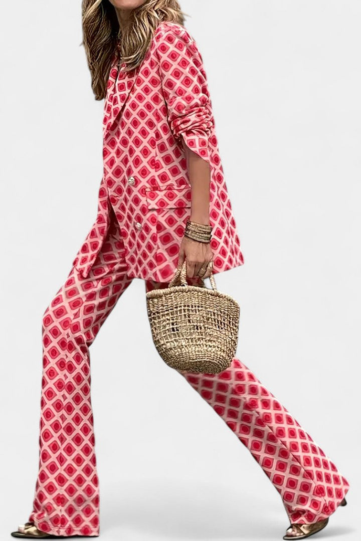 Nusa Conjunto de Chaqueta y Pantalón con Estampado Leopardo