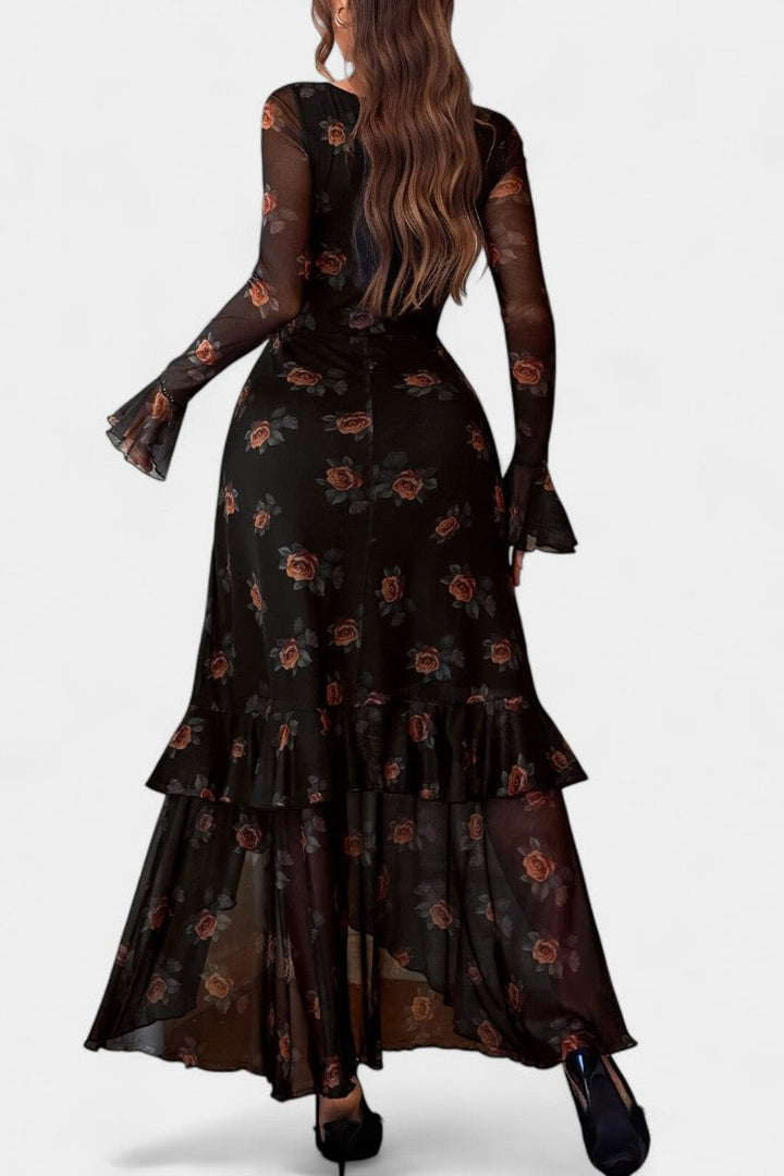 Amali Vestido Maxi de Estampado con Cuello Cuadrado