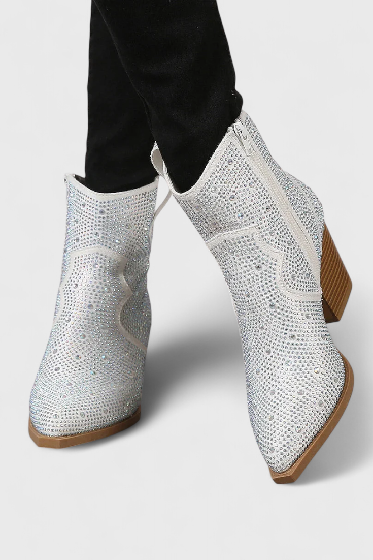 Berenice Elegant Boots with Patchwork and Side Zipper