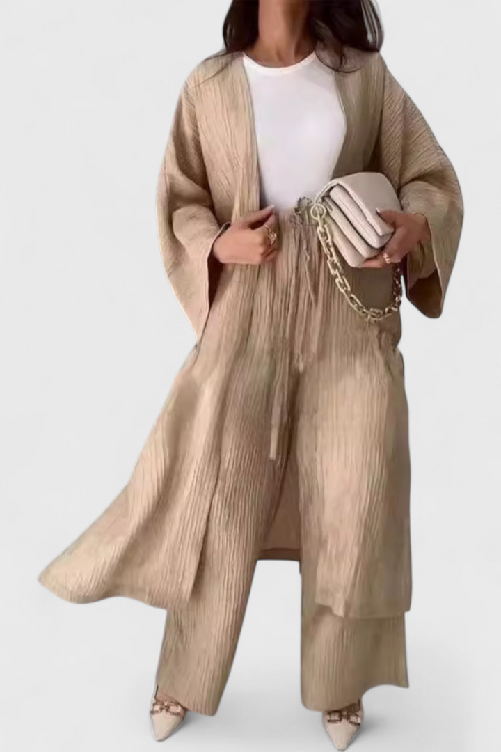 Caspian Conjunto Relajado de Dos Piezas con Kimono Largo