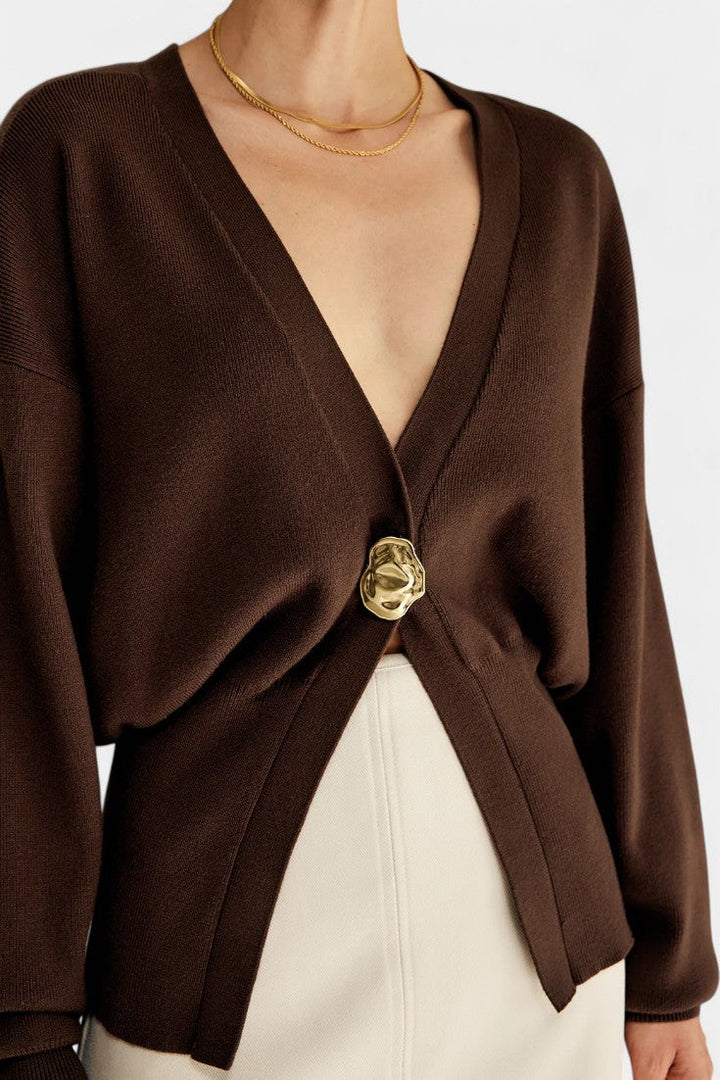 Solferina Cárdigan Liso Dorado