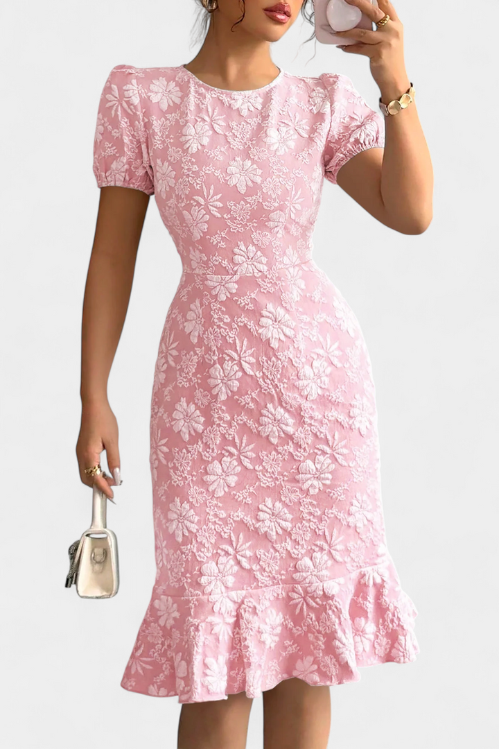 Champel Vestido Midi Bodycon con Mangas Abullonadas