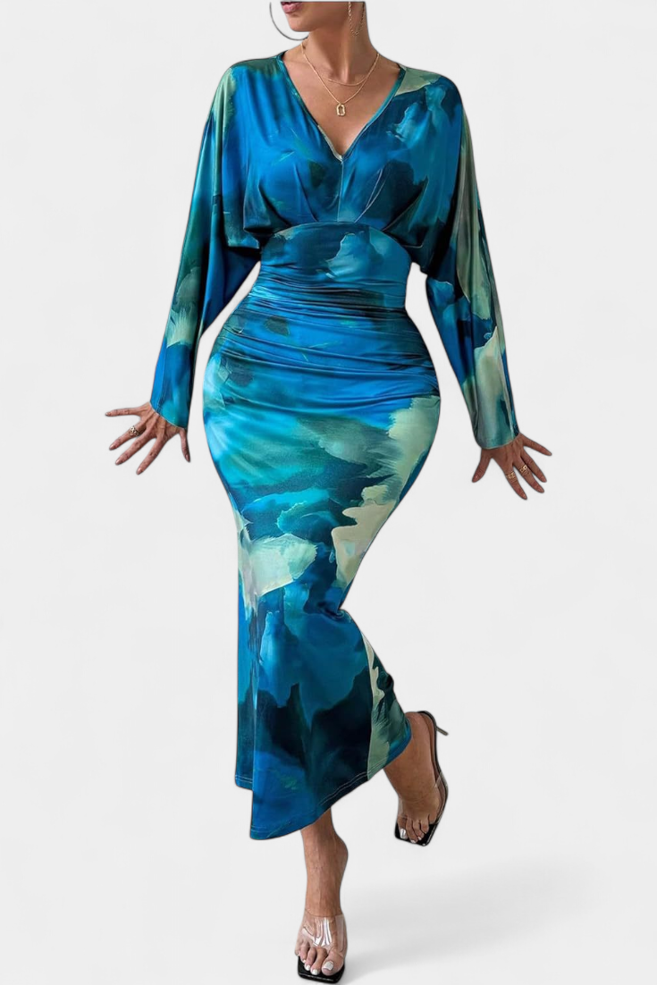 Eulalie Vestido con Mangas Murciélago y Cuello en V