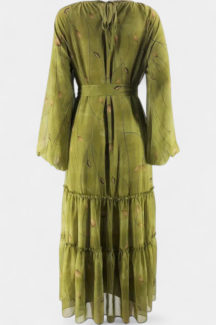 Tavira Vestido Floral de Manga Larga con Cinturón