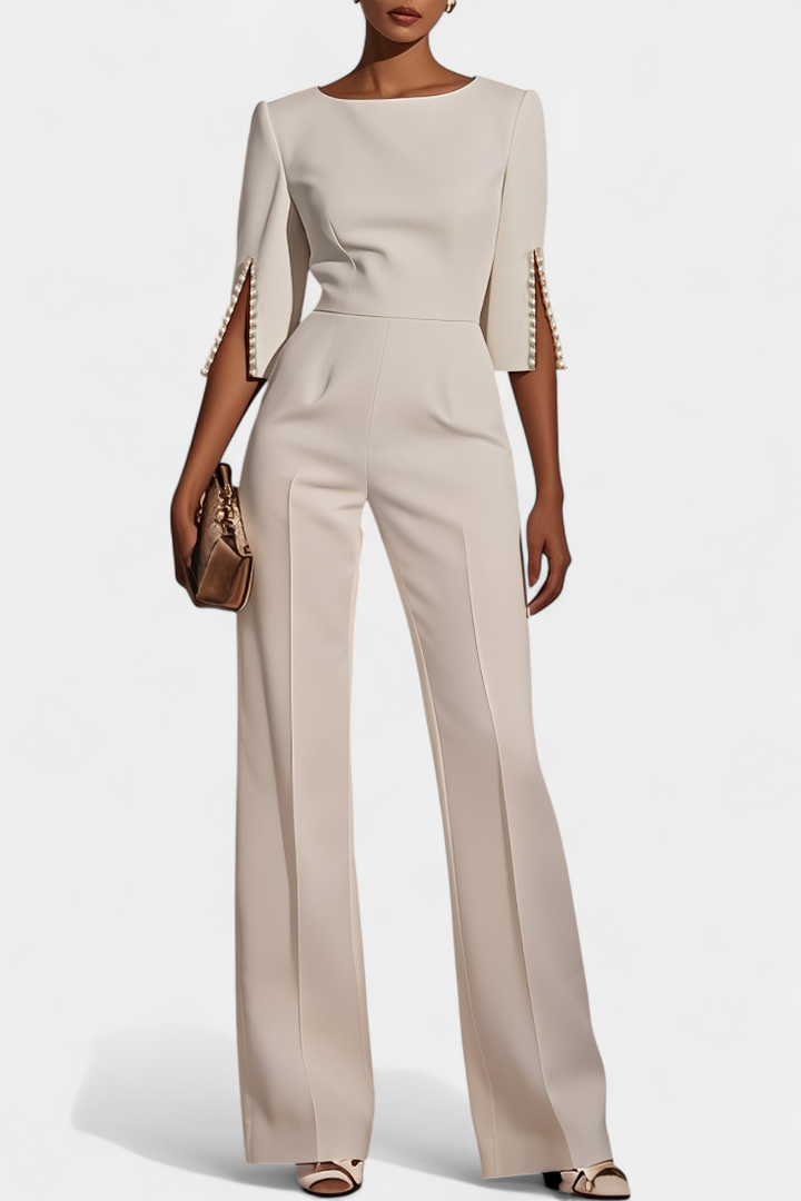 Mono Prim Suelto de Color Sólido con Cuello Redondo