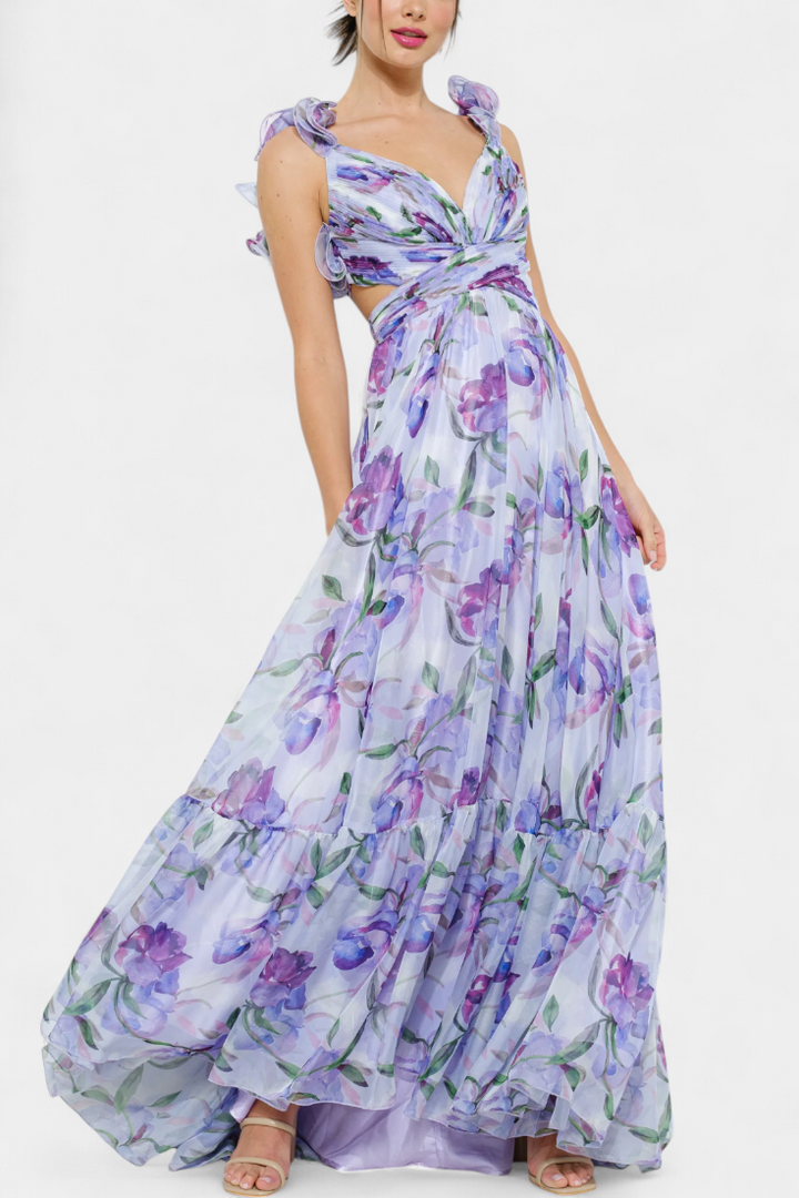 Shazia Vestido Largo Estampado Sin Espalda