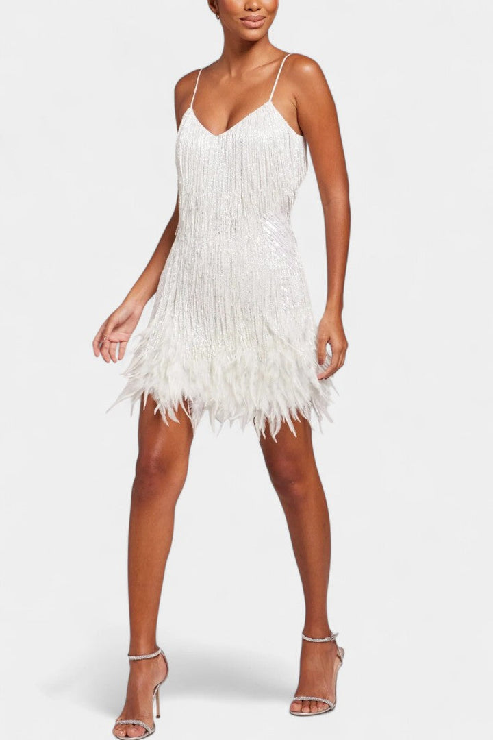 Adena Vestido Mini de Plumas
