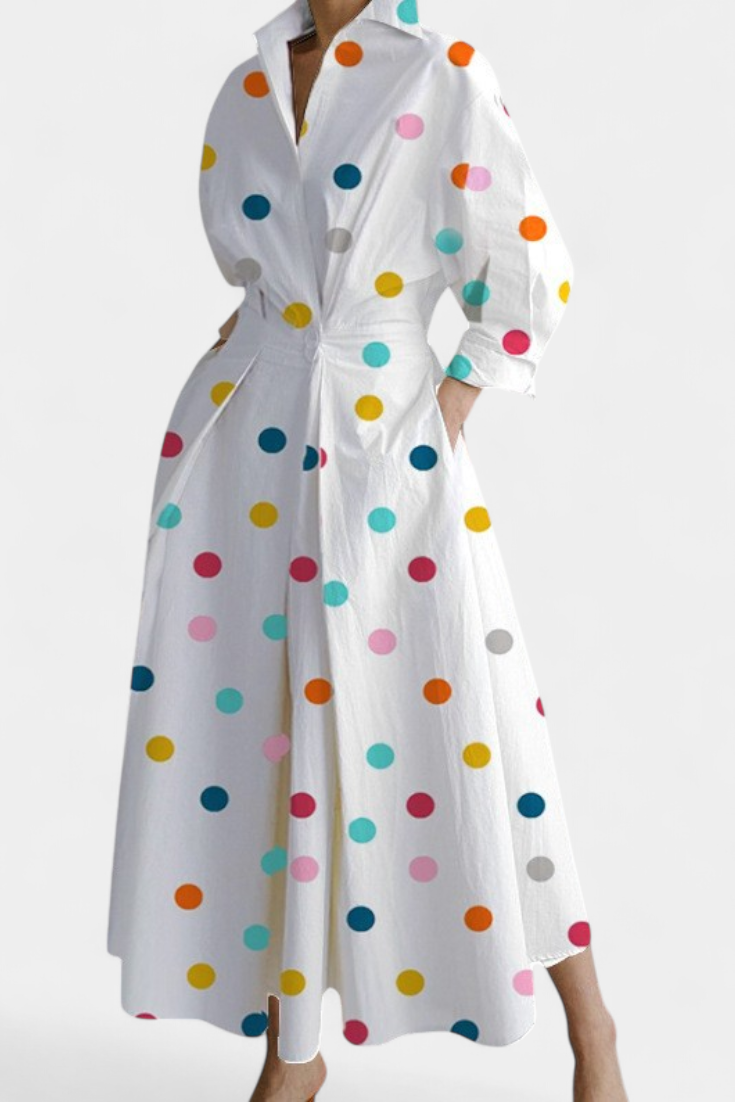 Miriam Vestido Maxi de Manga Larga Retro