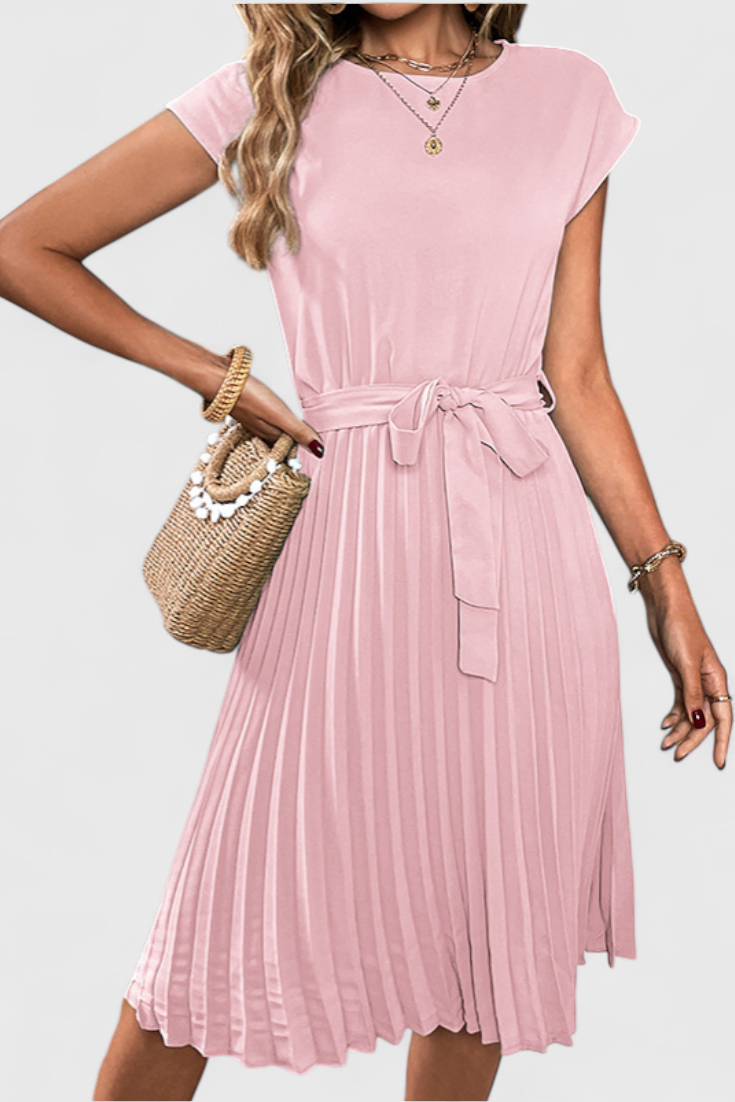 Luxie Elegant Midi Dress in Lightweight Fabric with Fluid Cut