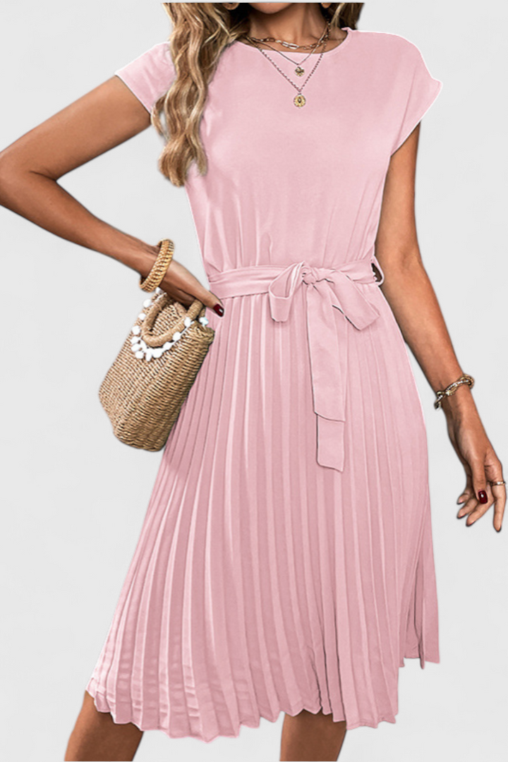 Luxie Elegant Midi Dress in Lightweight Fabric with Fluid Cut