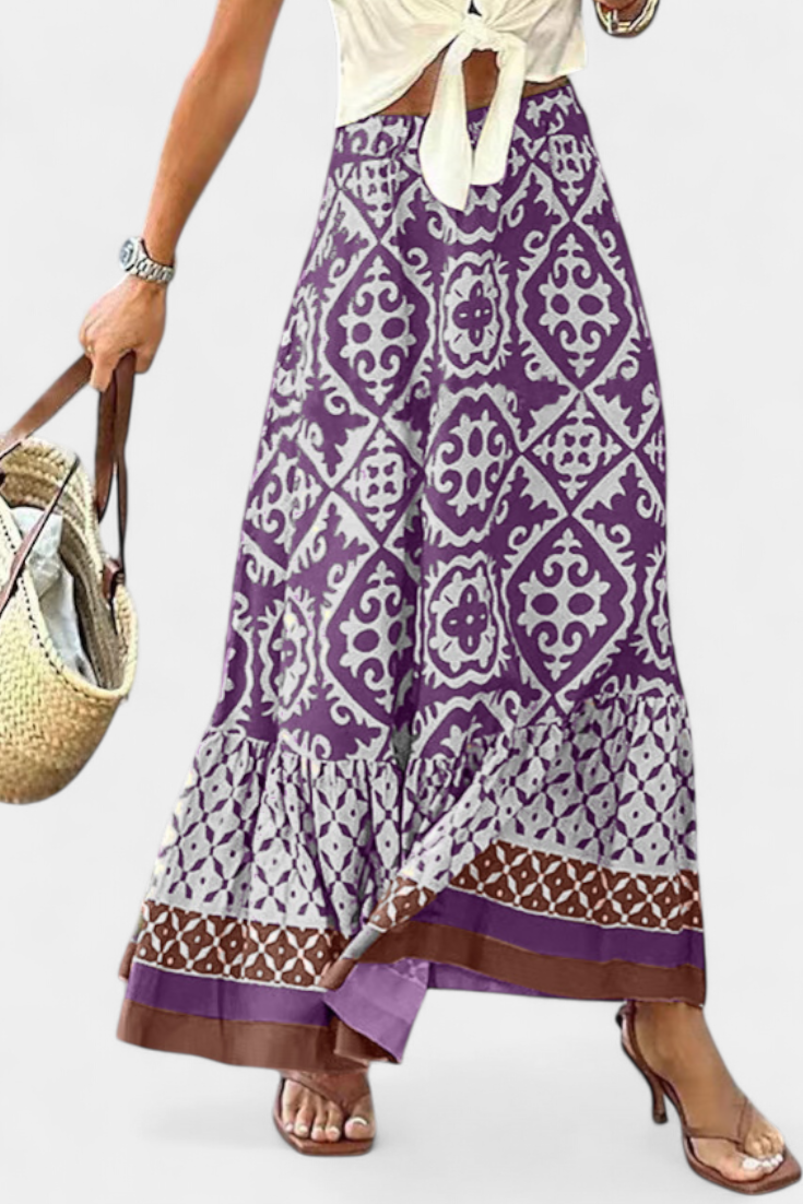 Ethel Maxi Skirt Printed with Ruffle