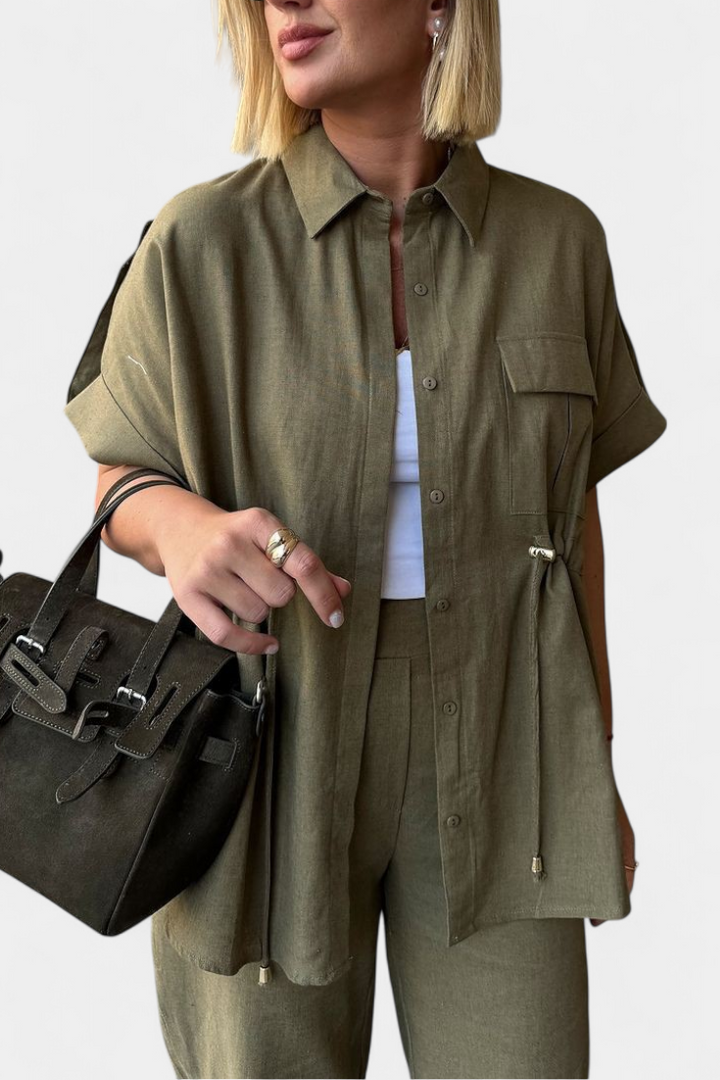 Lani Conjunto Relaxed de Camisa y Pantalones de Algodón y Lino