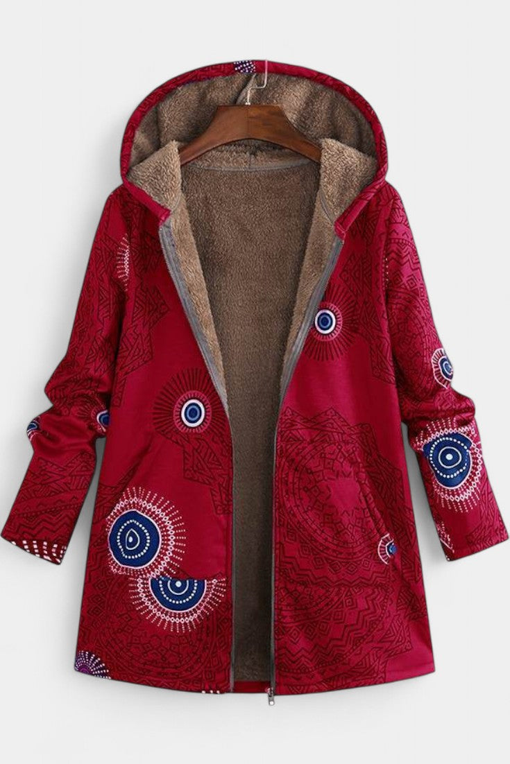 Abrigo Floral de Invierno April con Capucha