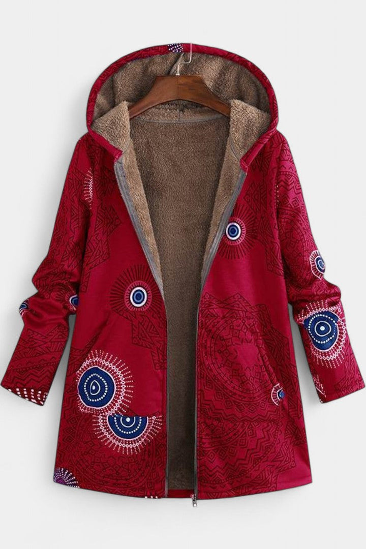 Abrigo Floral de Invierno April con Capucha