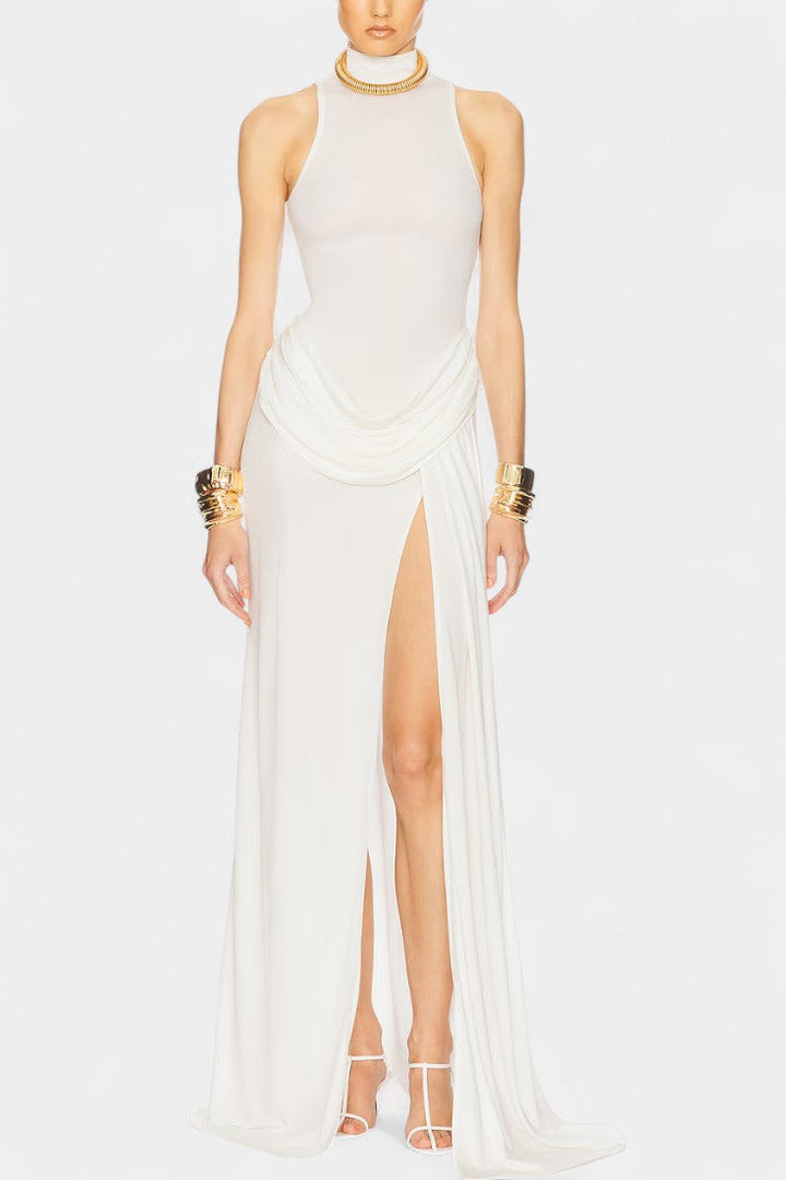 Duchess Vestido Maxi Draped con Abertura Lateral