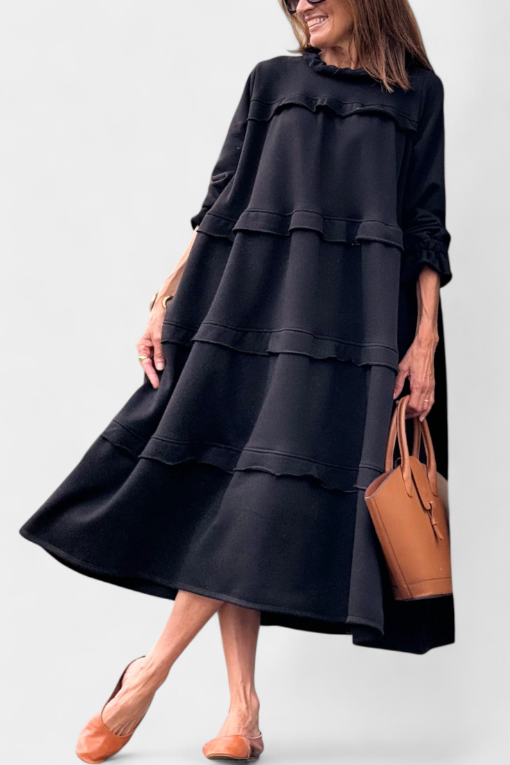 Jada Vestido Sudadera con Volantes y Silueta Casual-Chic