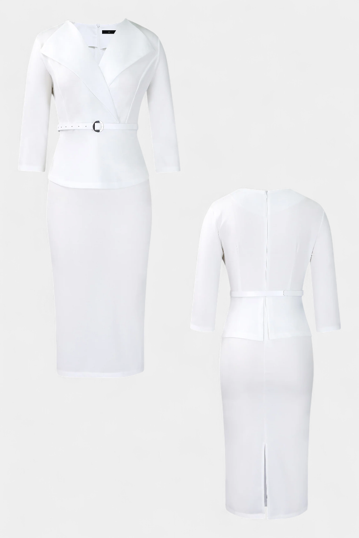 Palamos Vestido Midi Ajustado con Cinturón