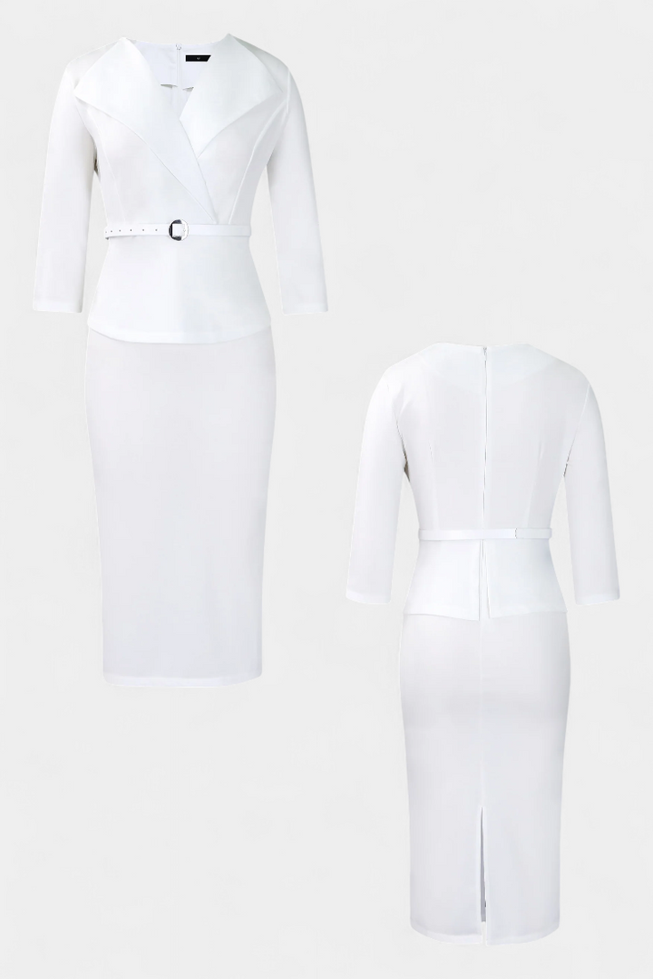 Palamos Vestido Midi Ajustado con Cinturón