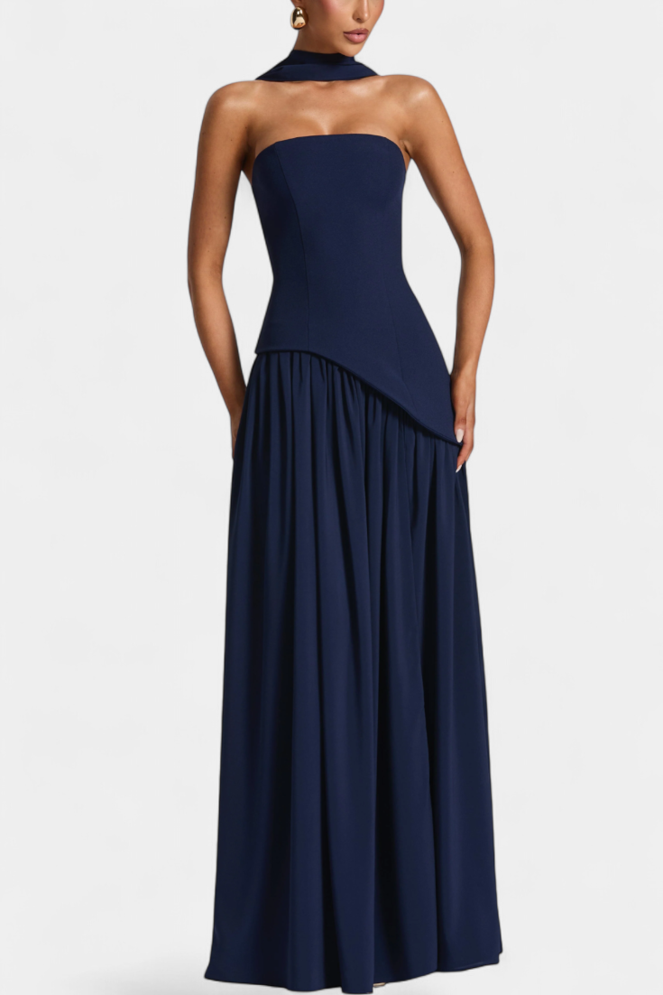 Celaena Vestido Maxi Off Shoulder de Chiffon con Abertura Lateral