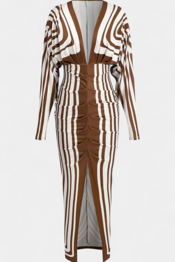 Diva Vestido Largo con Estampado Floral, Escote en V y Abertura Lateral