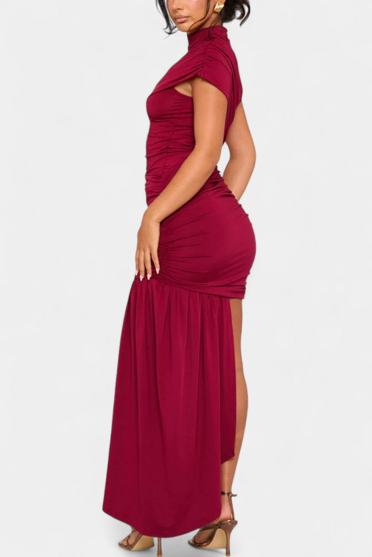 Velia Vestido Mini Asimétrico con Drapeado