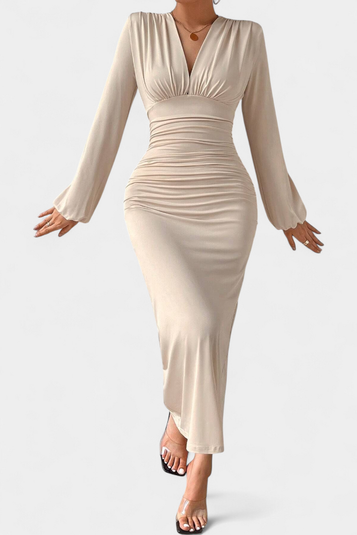 Ashlyn Vestido Largo con Estampado Degradado y Cuello en V