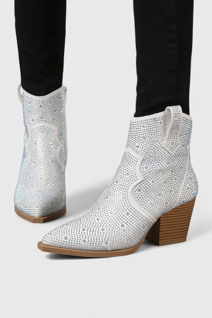 Berenice Elegant Boots with Patchwork and Side Zipper