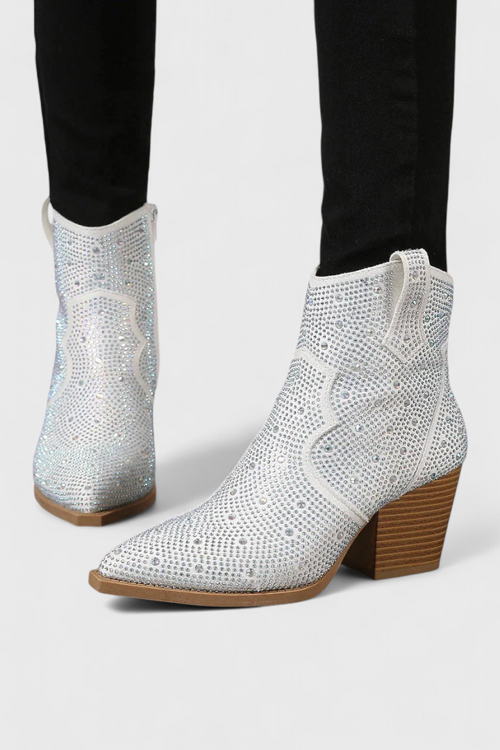 Berenice Elegant Boots with Patchwork and Side Zipper