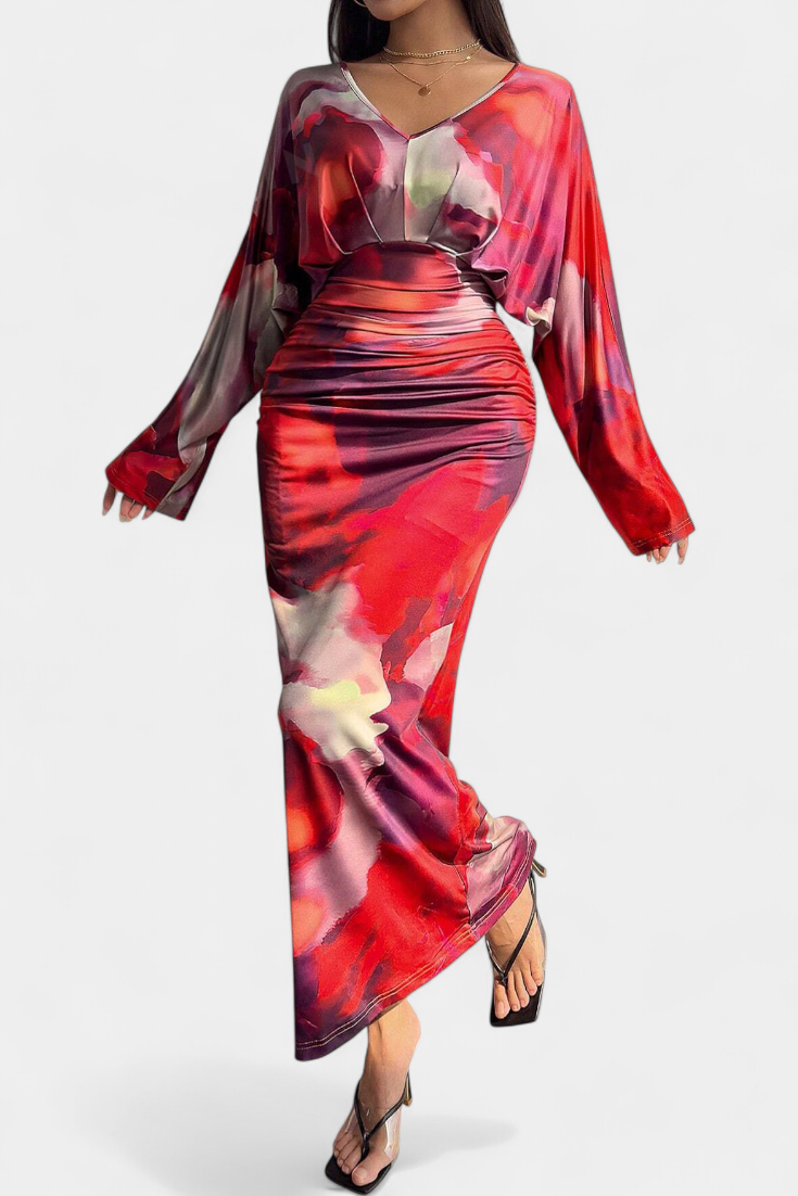 Eulalie Vestido con Mangas Murciélago y Cuello en V