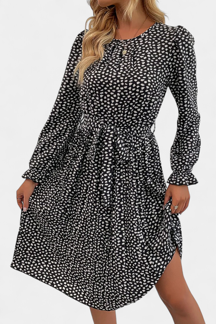 Evabeth Vestido Midi Plisado de Leopardo